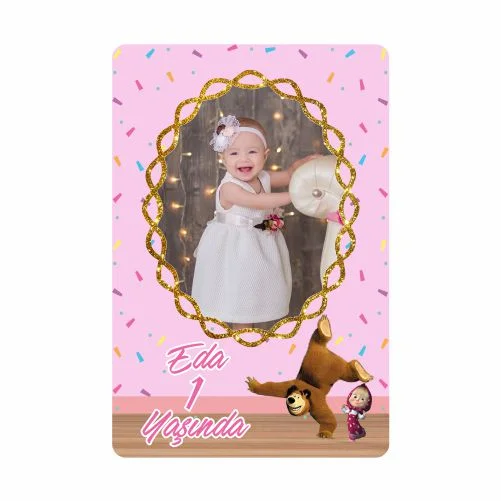 Maşa İle Koca Ayı Temalı Doğum Günü Magneti